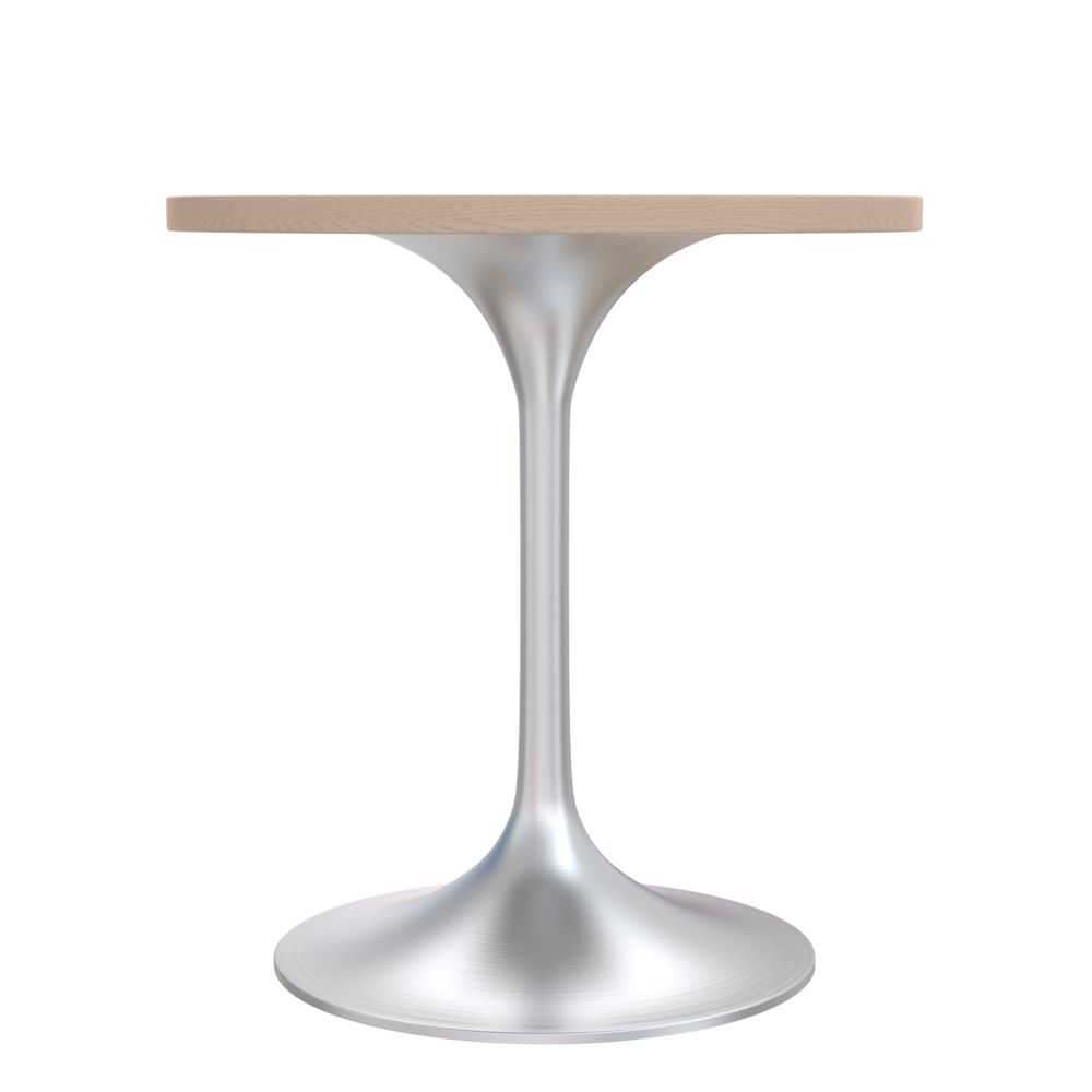 Verve 27" Round Dining Table, Brushed Chrome Base with Light Natural Wood Top. Picture 2