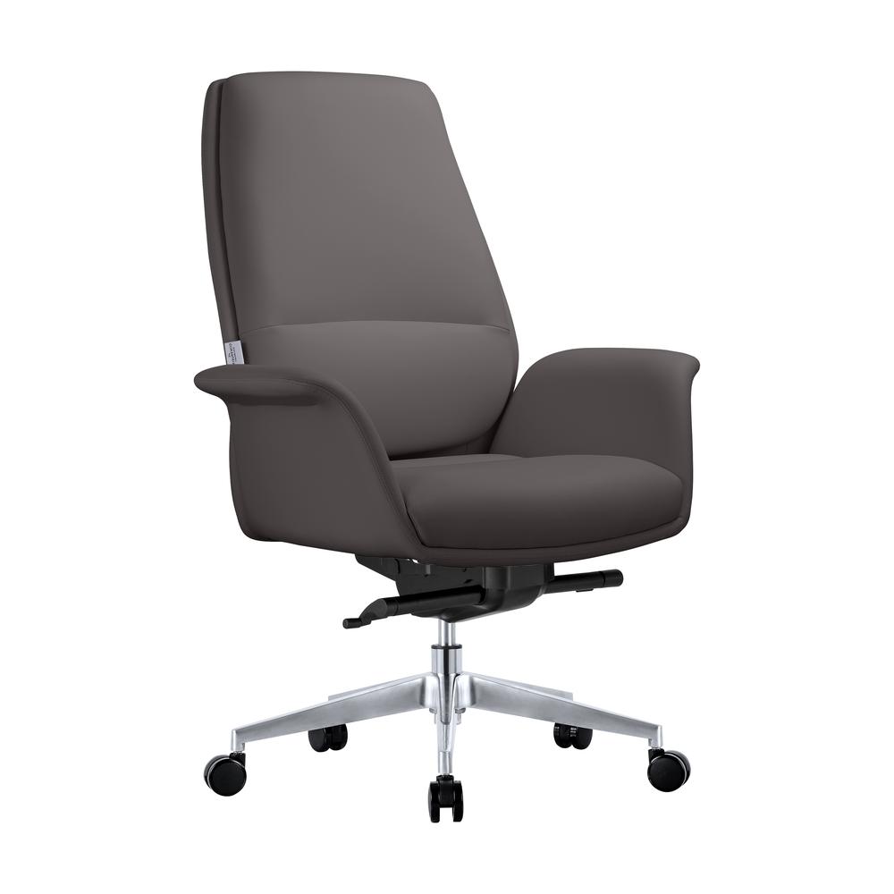 Summit Series Office Chair In Grey Leather. Picture 1