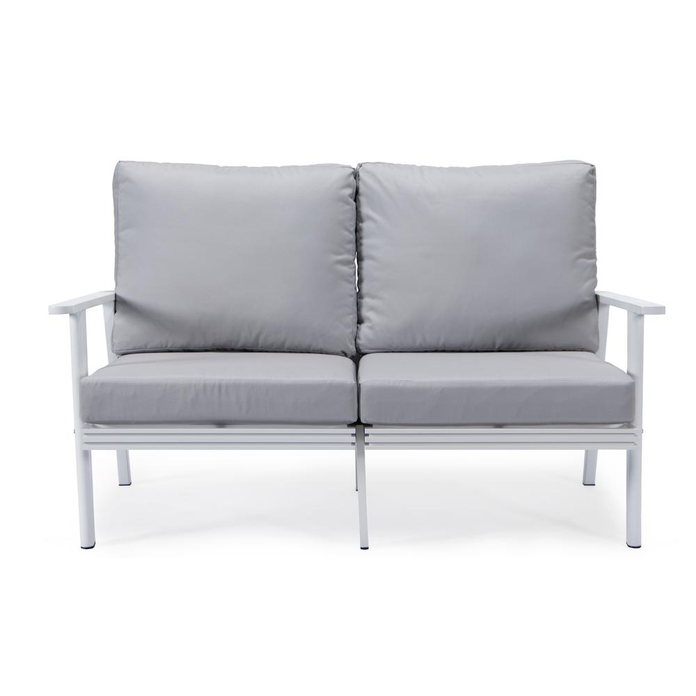 Outdoor Patio Loveseat with White Aluminum Frame. Picture 2