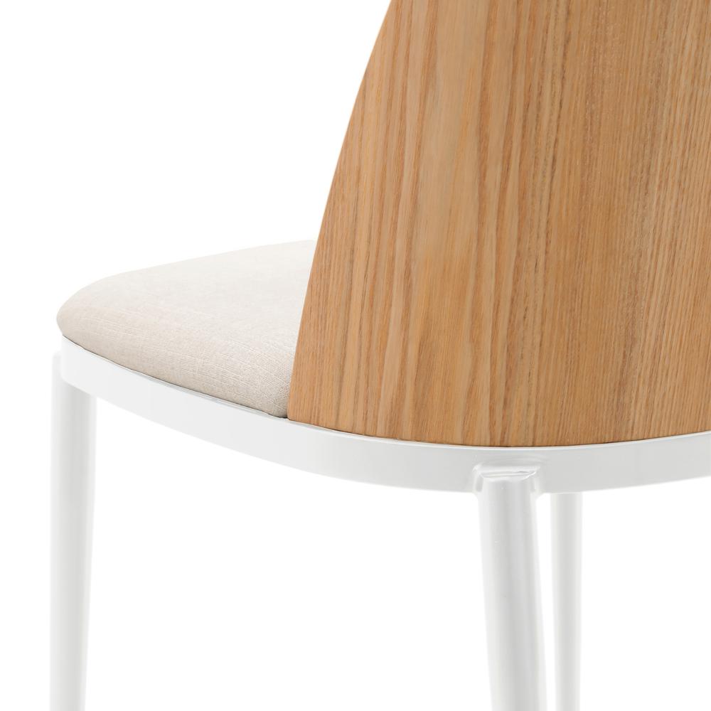 Dining Side Chair with Velvet Seat and White Powder-Coated Steel Frame. Picture 6