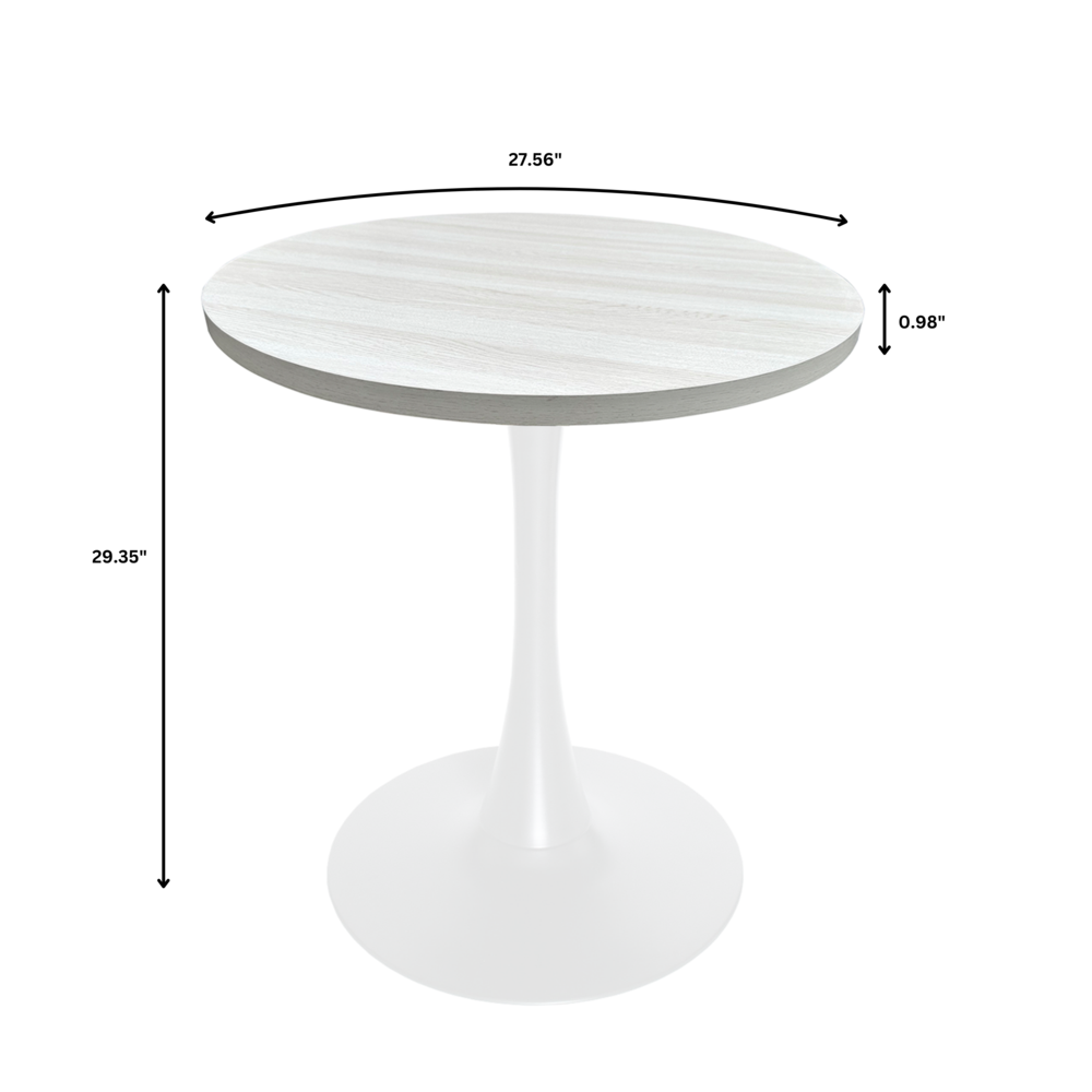 Bristol Dining table, White Base with 27" Round Light Natural MDF top. Picture 4