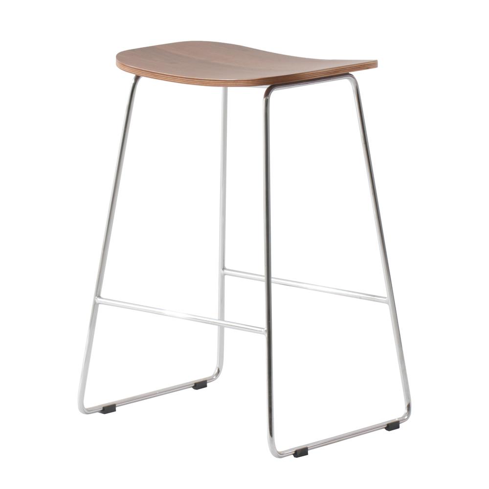 Melrose Modern Wood Counter Stool With Chrome Frame. Picture 4