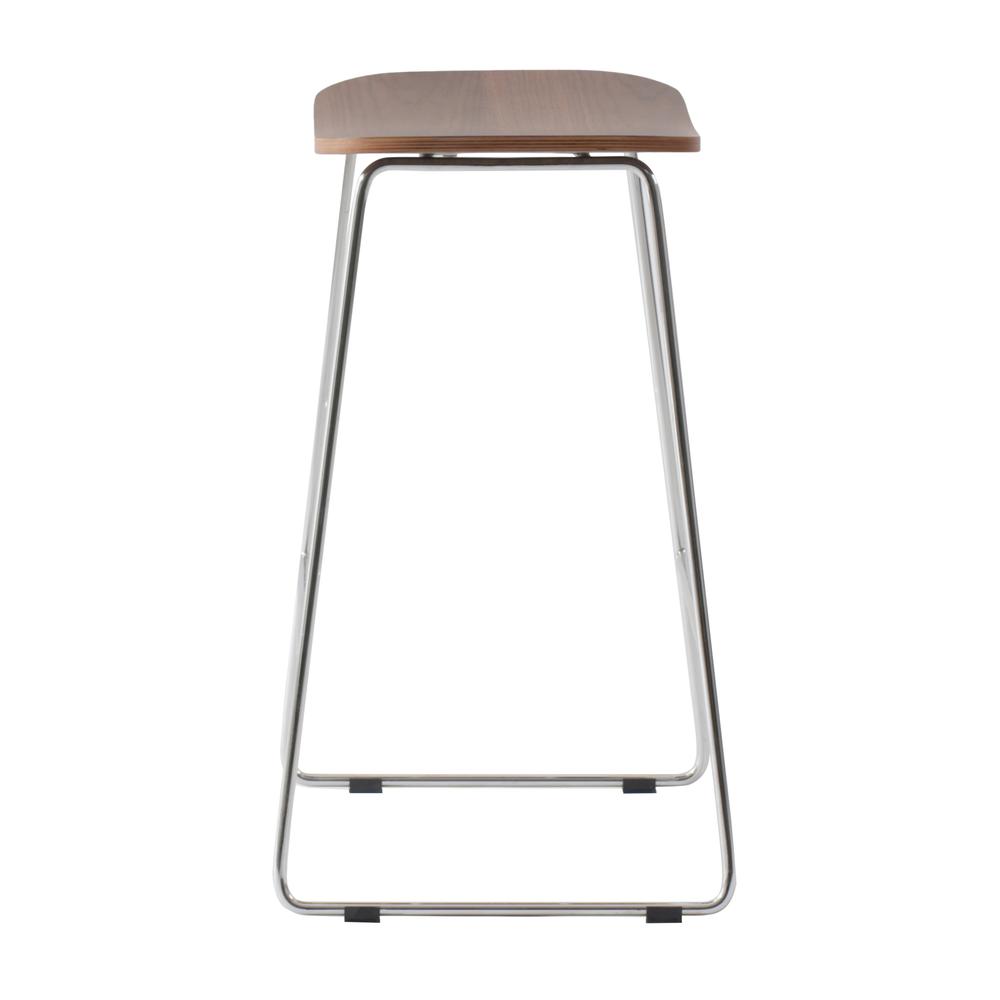 Melrose Modern Wood Counter Stool With Chrome Frame. Picture 3