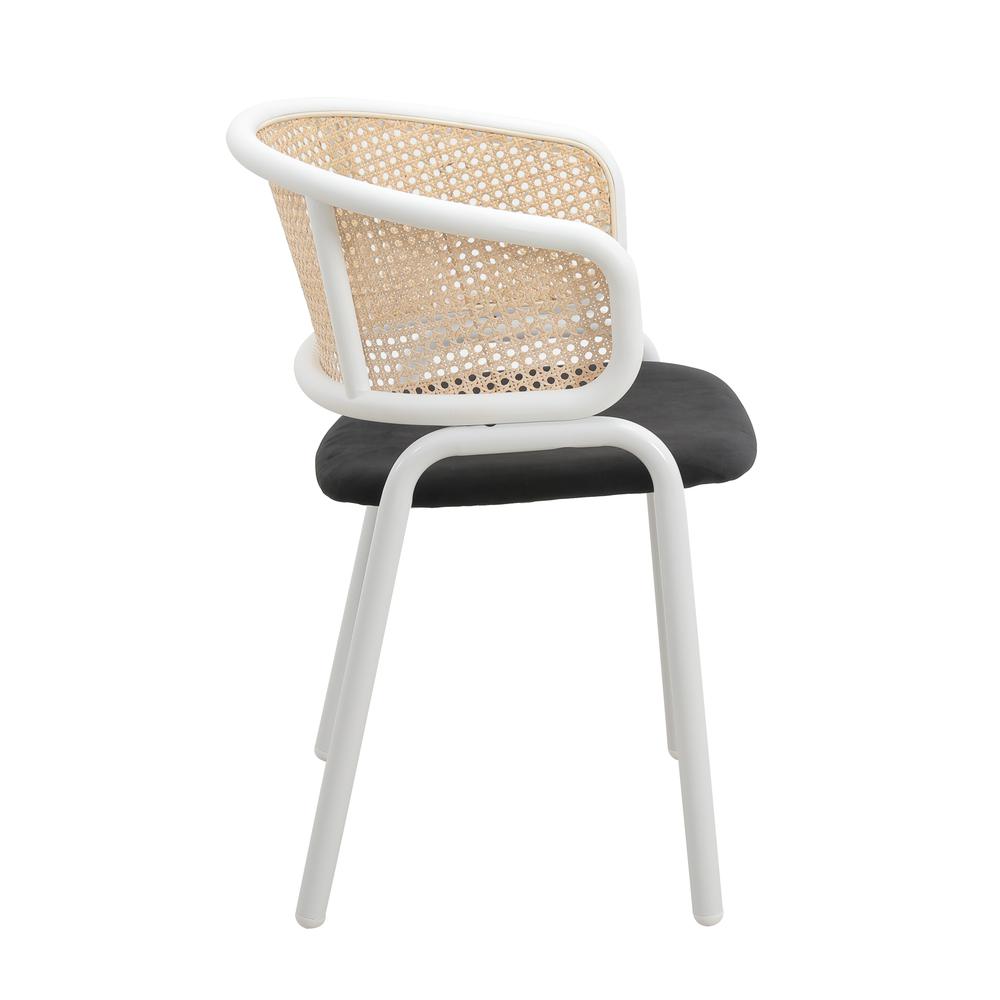 Ervilla Modern Dining Chair with White Powder Coated Steel Legs and Wicker Back. Picture 3