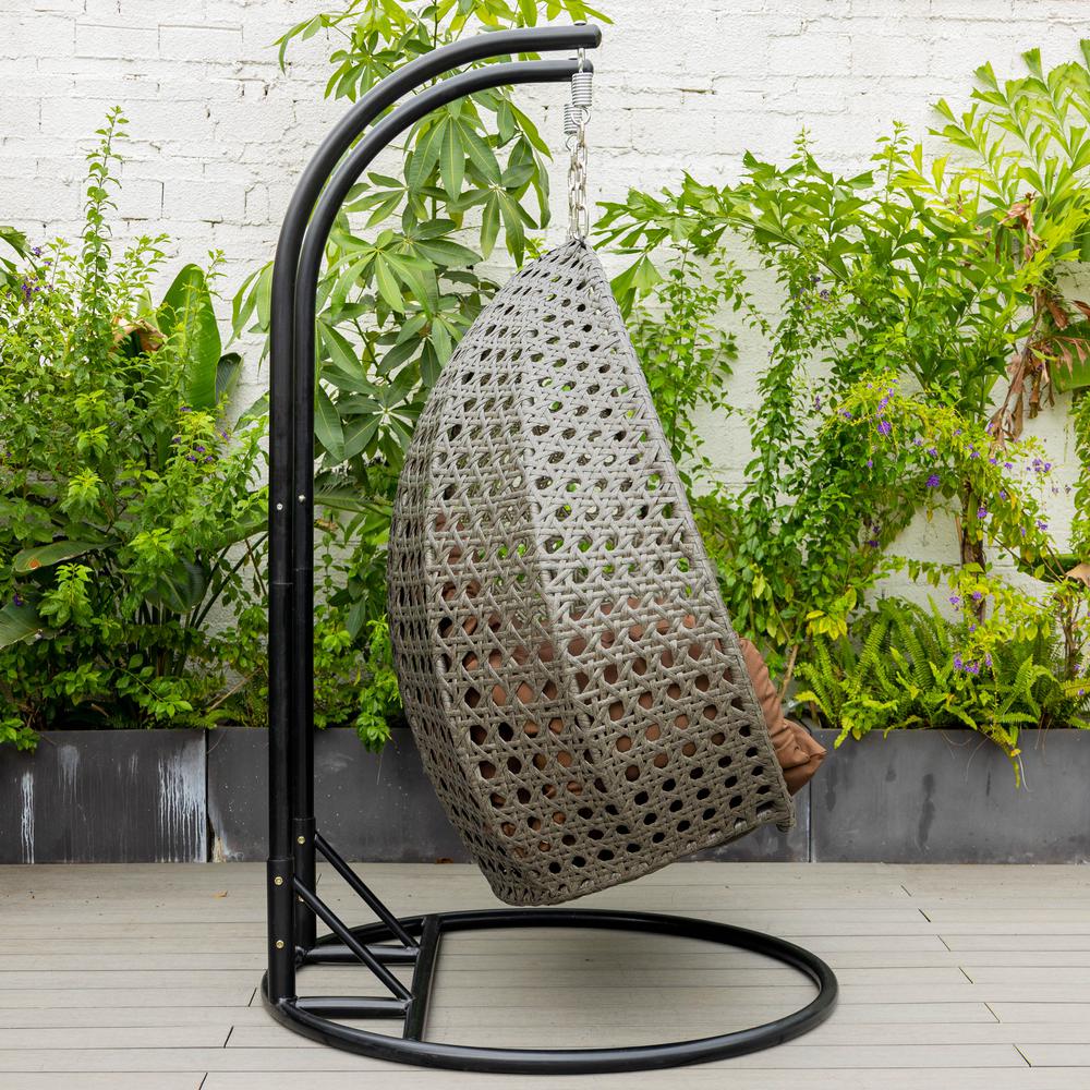 Charcoal Wicker Hanging 2 person Egg Swing Chair. Picture 8