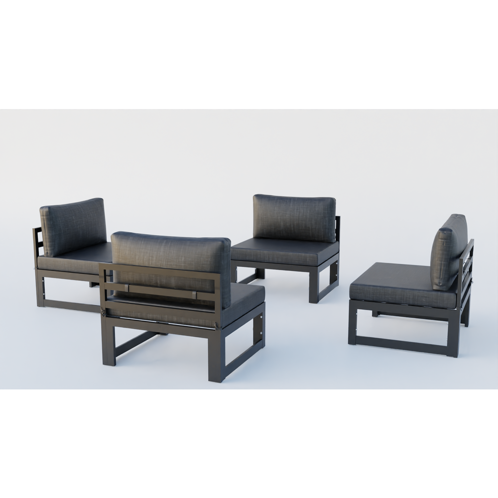 Chelsea 4-Piece Middle Patio Chairs Black Aluminum With Cushions. Picture 2