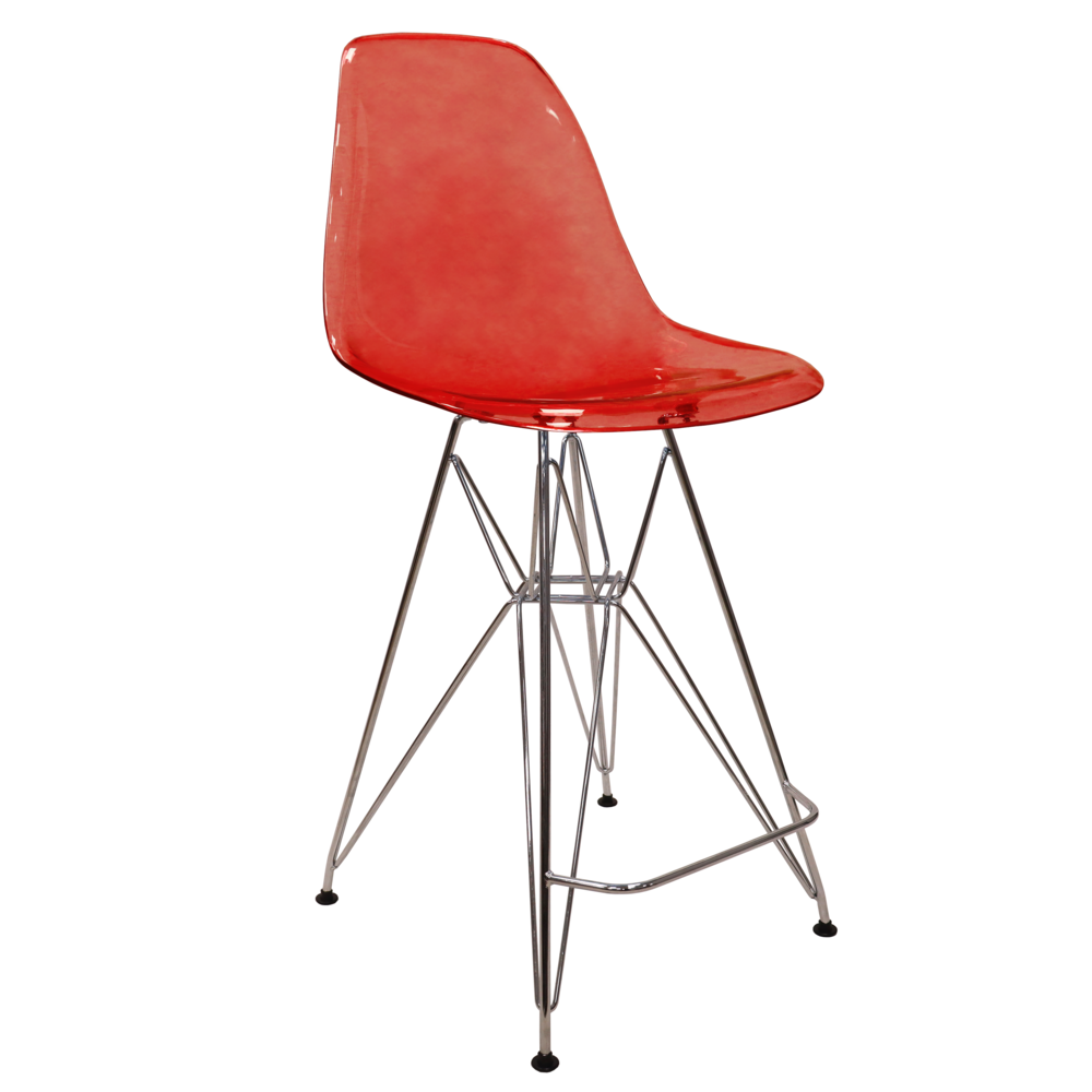 Cresco Modern Acrylic Barstool with Chrome Base and Footrest. Picture 1