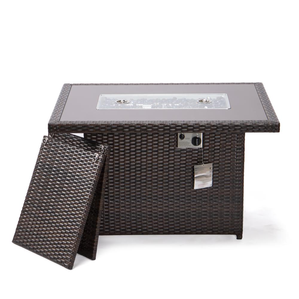 Mace Wicker Patio Modern Propane Fire Pit Table. Picture 13
