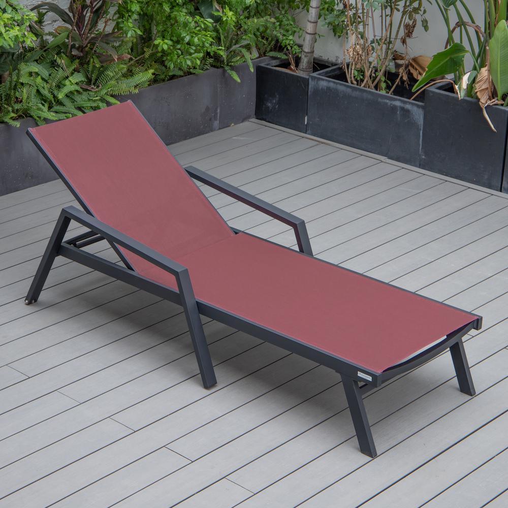 Black Aluminum Outdoor Patio Chaise Lounge Chair With Arms. Picture 23