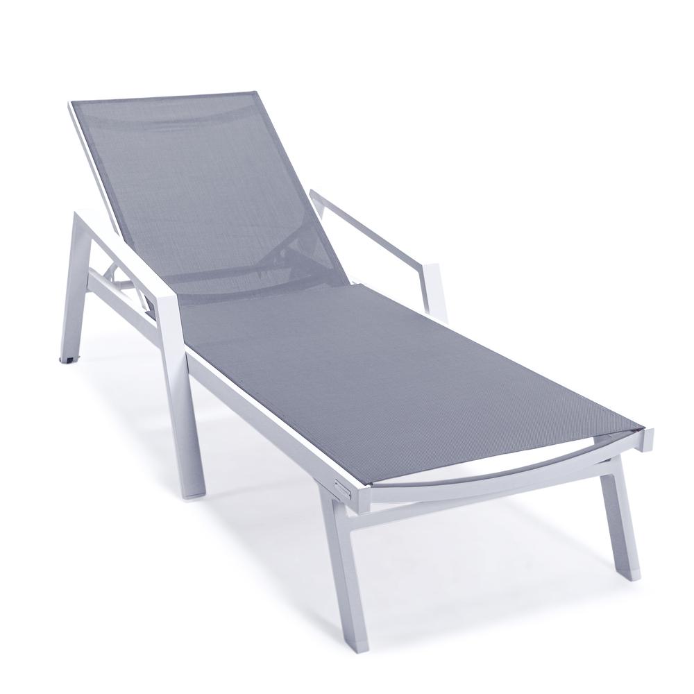 Lounge Chair With Armrests in White Aluminum Frame, Set of 2. Picture 4