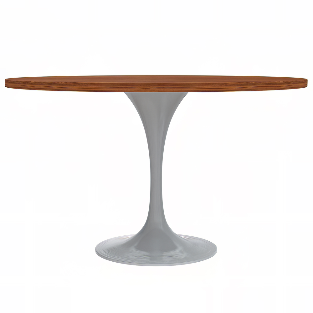 Verve 48 Round Dining Table, White Base with Cognac Brown MDF Top. Picture 2