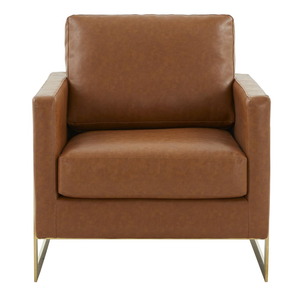 Leather Accent Armchair With Gold Frame. Picture 2
