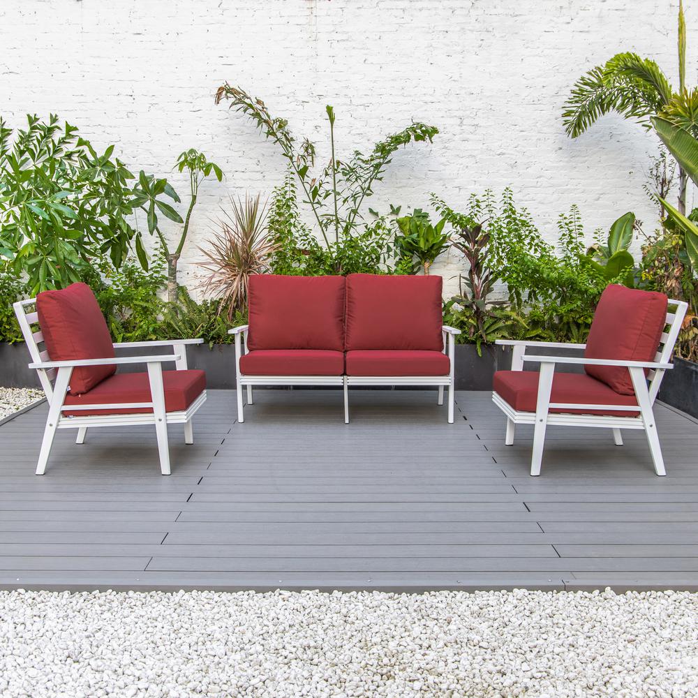 3-Piece Outdoor Patio Set with White Aluminum Frame. Picture 8