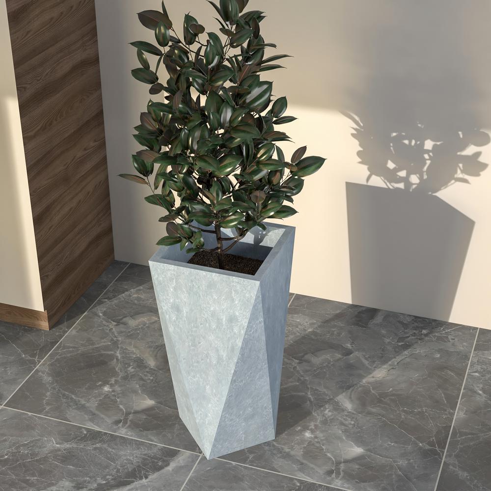 Aloe Series PolyStone Planter in Grey, 13.8 x 13.8, 28.7 High. Picture 5