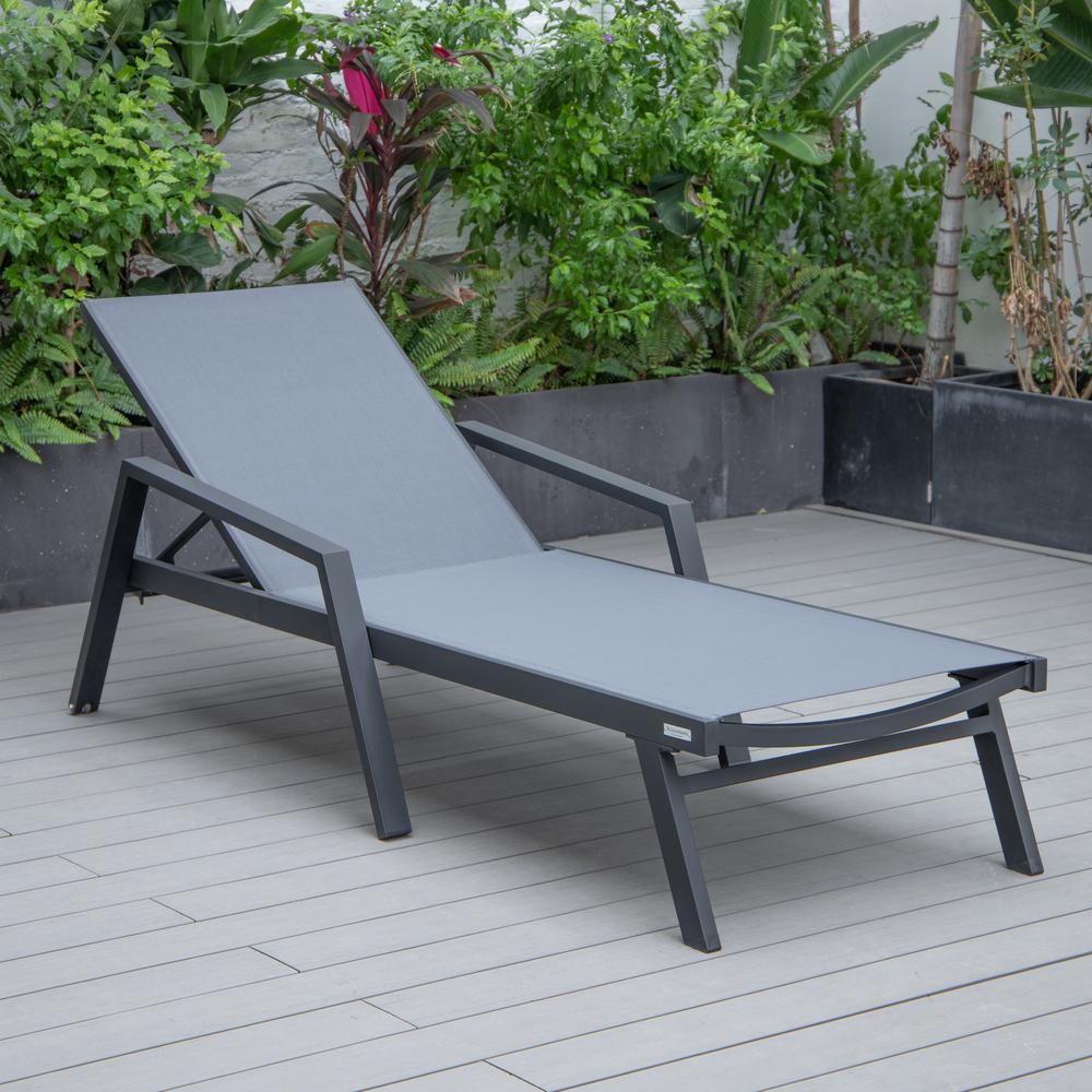 Aluminum Patio Chaise Lounge Chair With Arms Set of 2 with Fire Pit Side Table. Picture 20