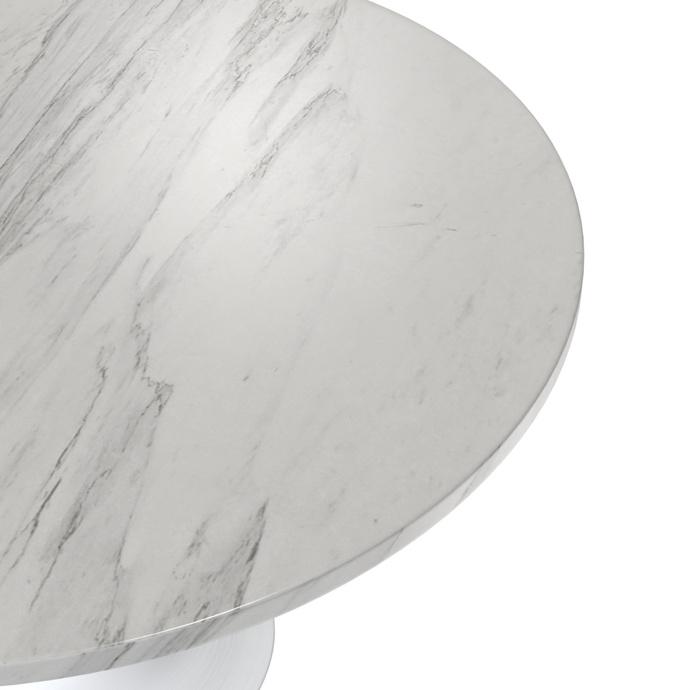 Verve Collection 48 Round Dining Table, White Base with Sintered Stone White Top. Picture 3