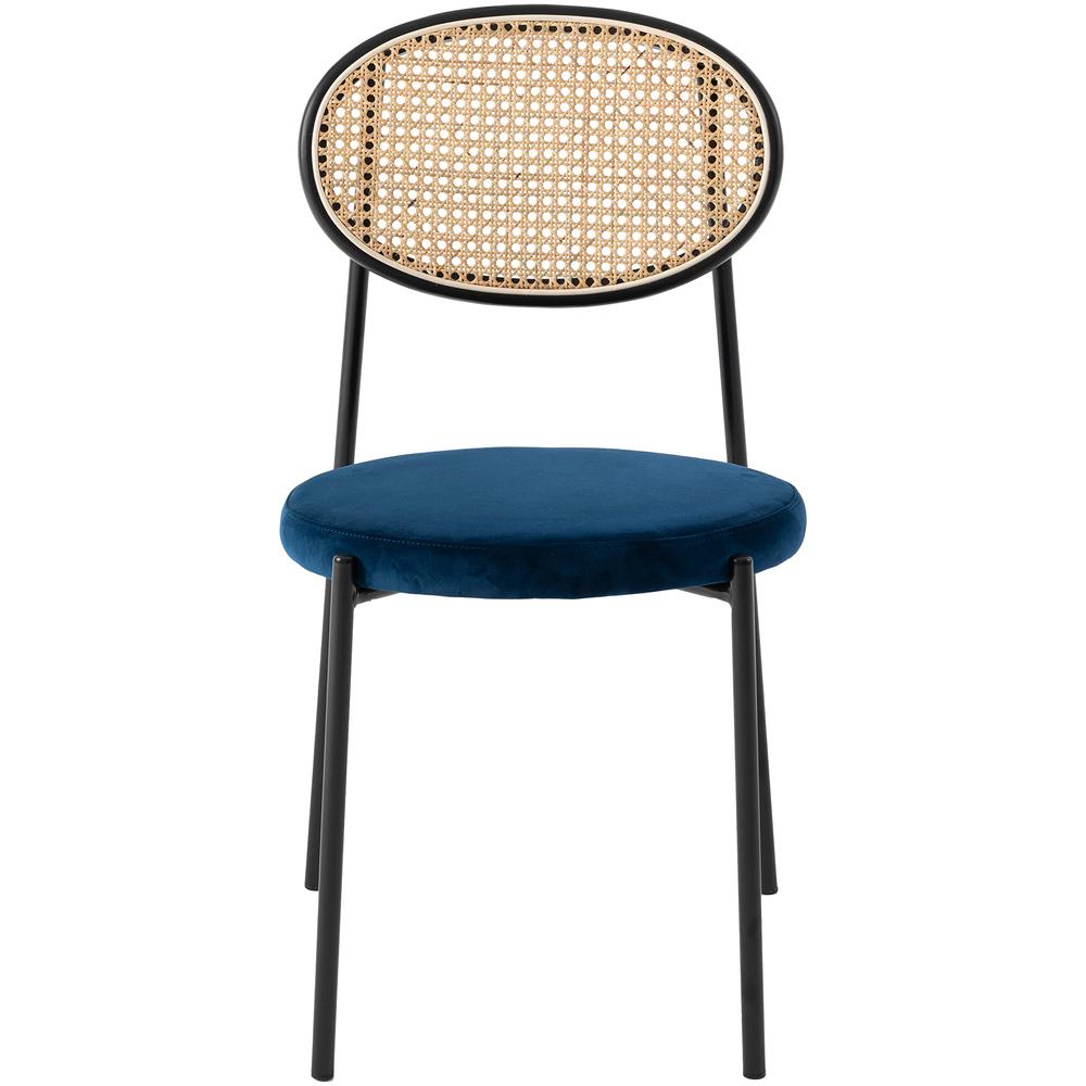 Euston Modern Wicker Dining Chair with Velvet Round Seat Set of 2. Picture 3