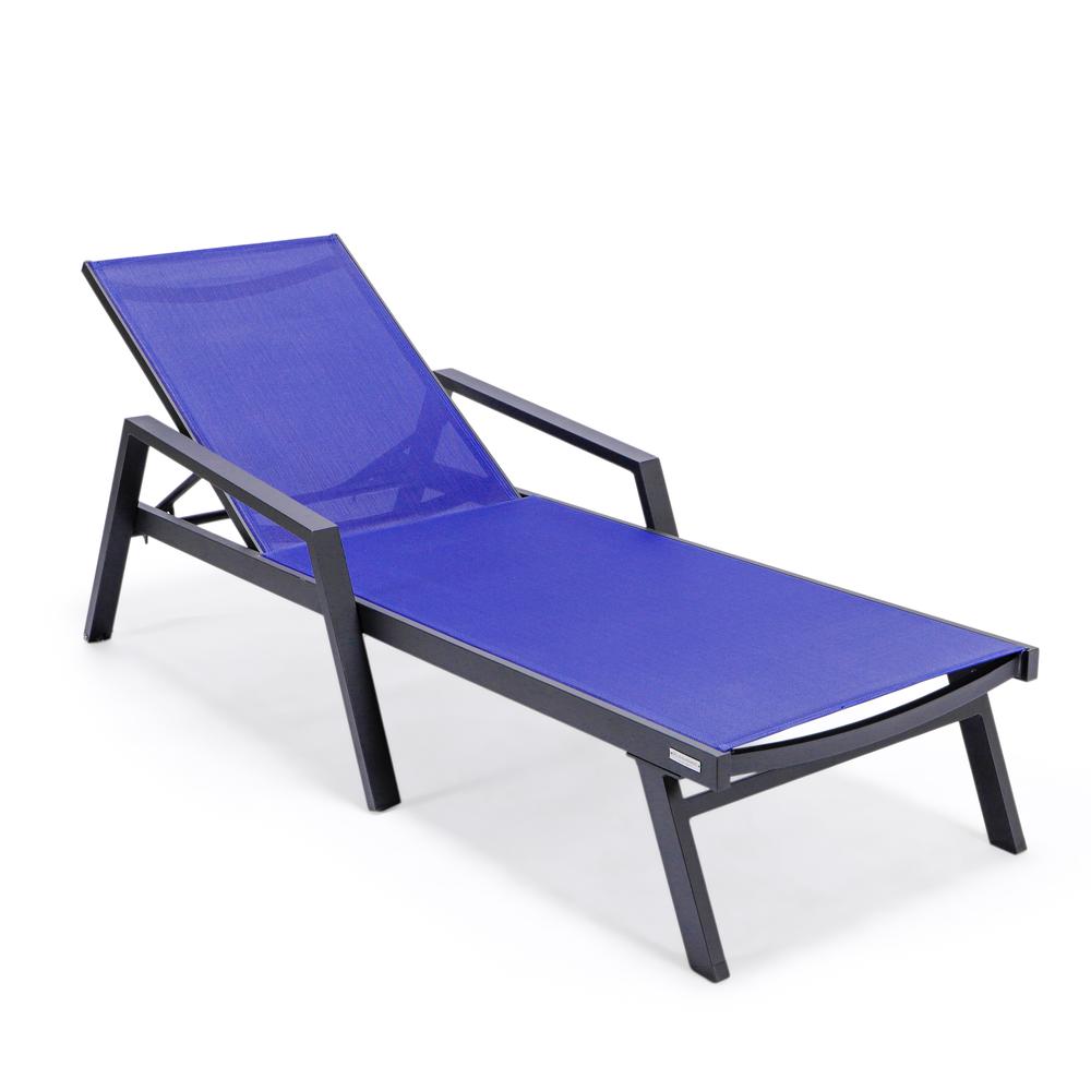 Marlin Patio Chaise Lounge Chair With Armrests in Black Aluminum Frame. Picture 10