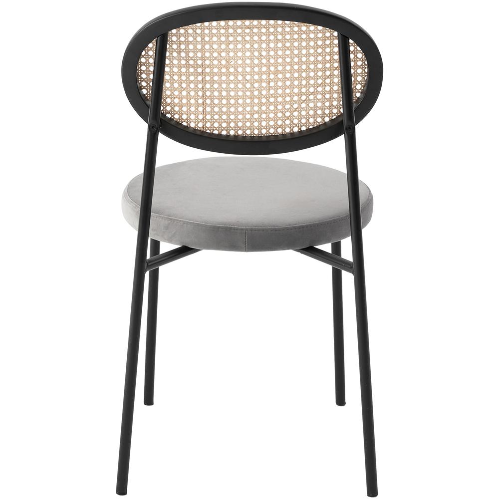 Euston Modern Wicker Dining Chair with Velvet Round Seat Set of 2. Picture 6