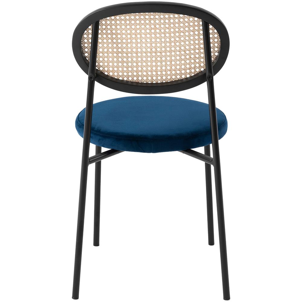 Euston Modern Wicker Dining Chair with Velvet Round Seat Set of 2. Picture 6