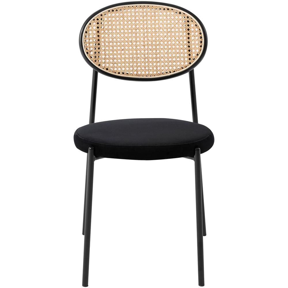 Euston Modern Wicker Dining Chair with Velvet Round Seat Set of 2. Picture 3