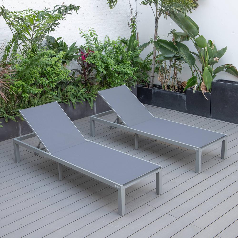 Marlin Patio Chaise Lounge Chair With Grey Aluminum Frame, Set of 2. Picture 10