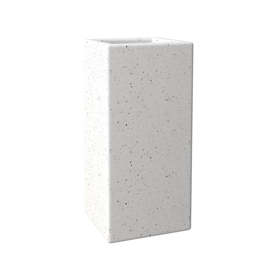 Terra Series Poly Stone Planter in Dotted White 7.9" x 7.9" 19.7" High. Picture 1