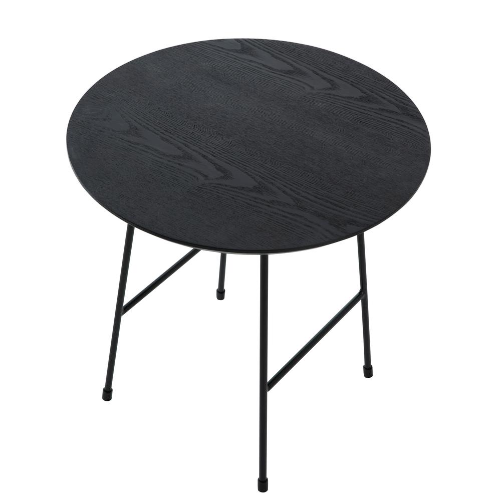 Rossmore Mid Century Modern Round Side Table With Black Steel Frame. Picture 4
