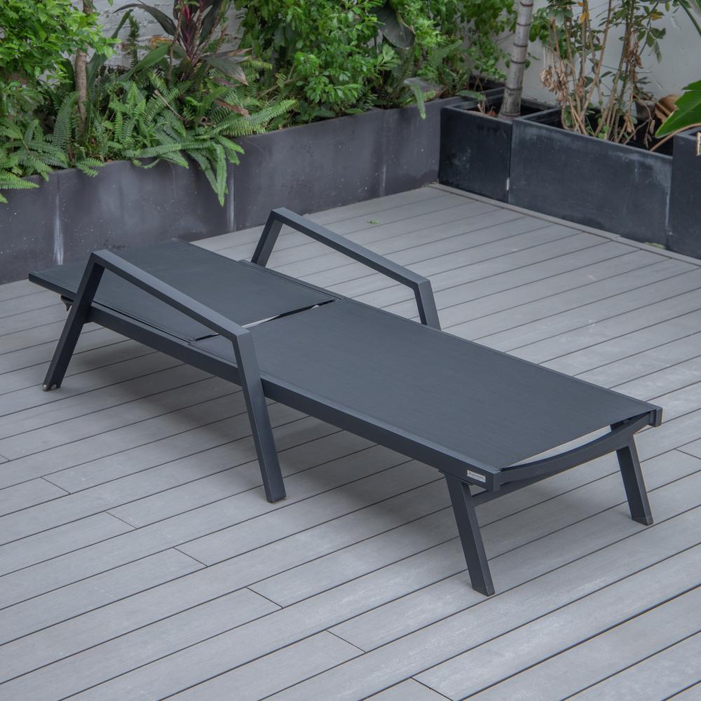 Black Aluminum Outdoor Patio Chaise Lounge Chair With Arms. Picture 19