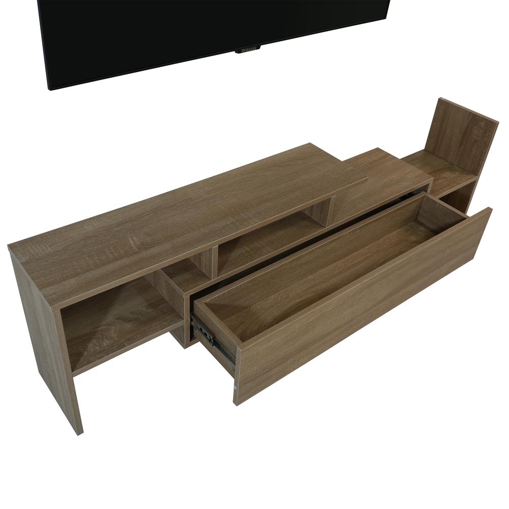 LeisureMod Surrey Modern TV Stand with MDF Shelves and Bookcase. Picture 14