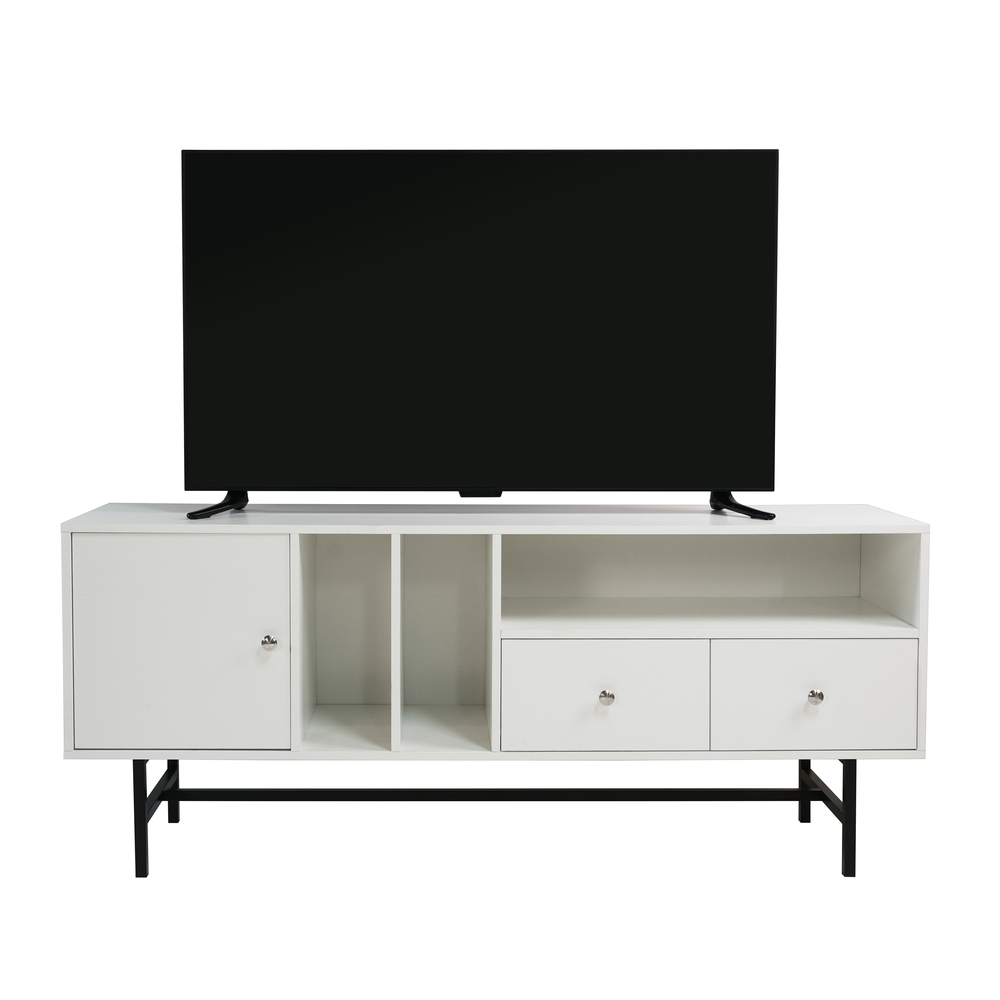 Rectangular TV Stand with Enclosed Storage and Powder Coated Iron Legs. Picture 16