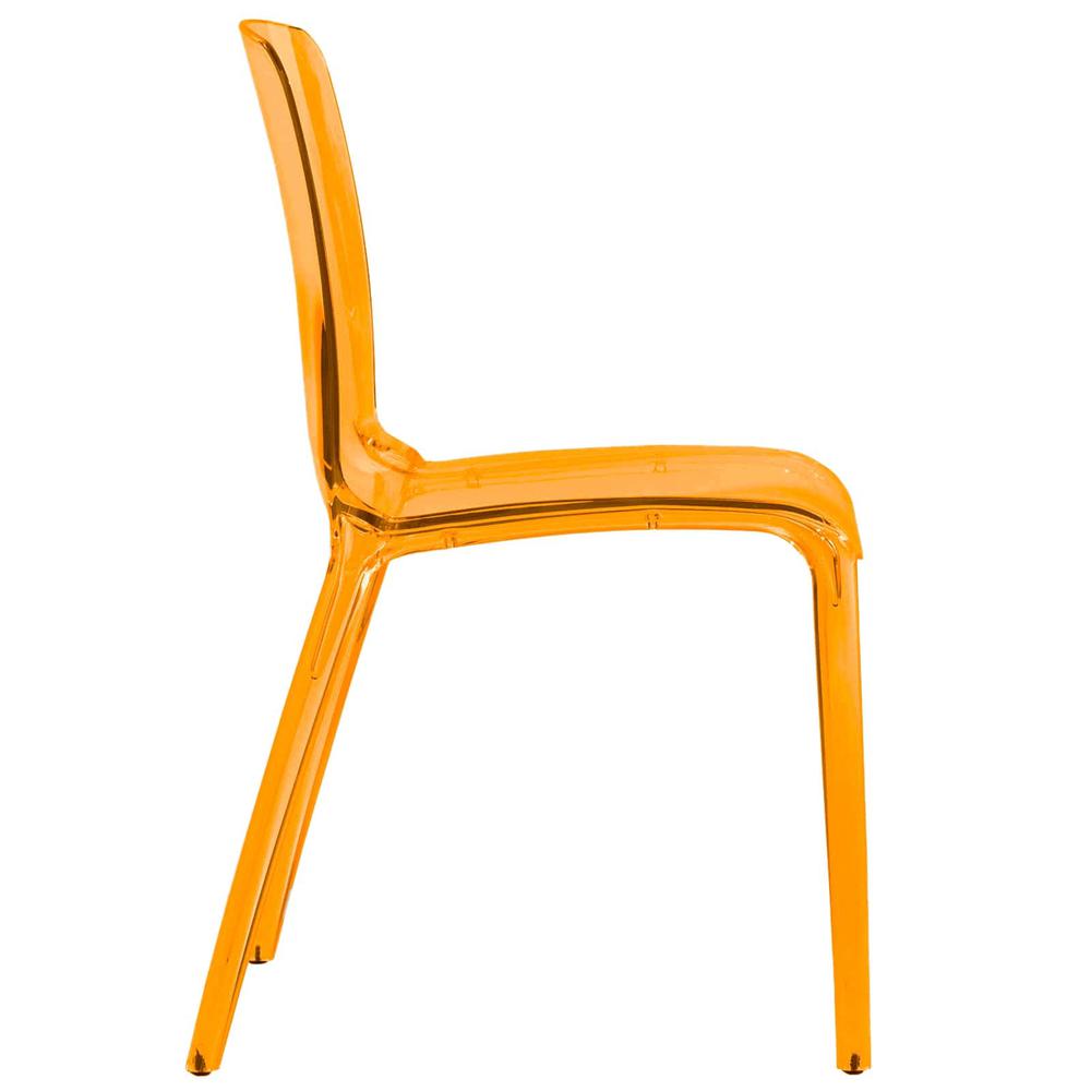 LeisureMod Murray Modern Dining Chair, Set of 4, Transparent Orange. Picture 3