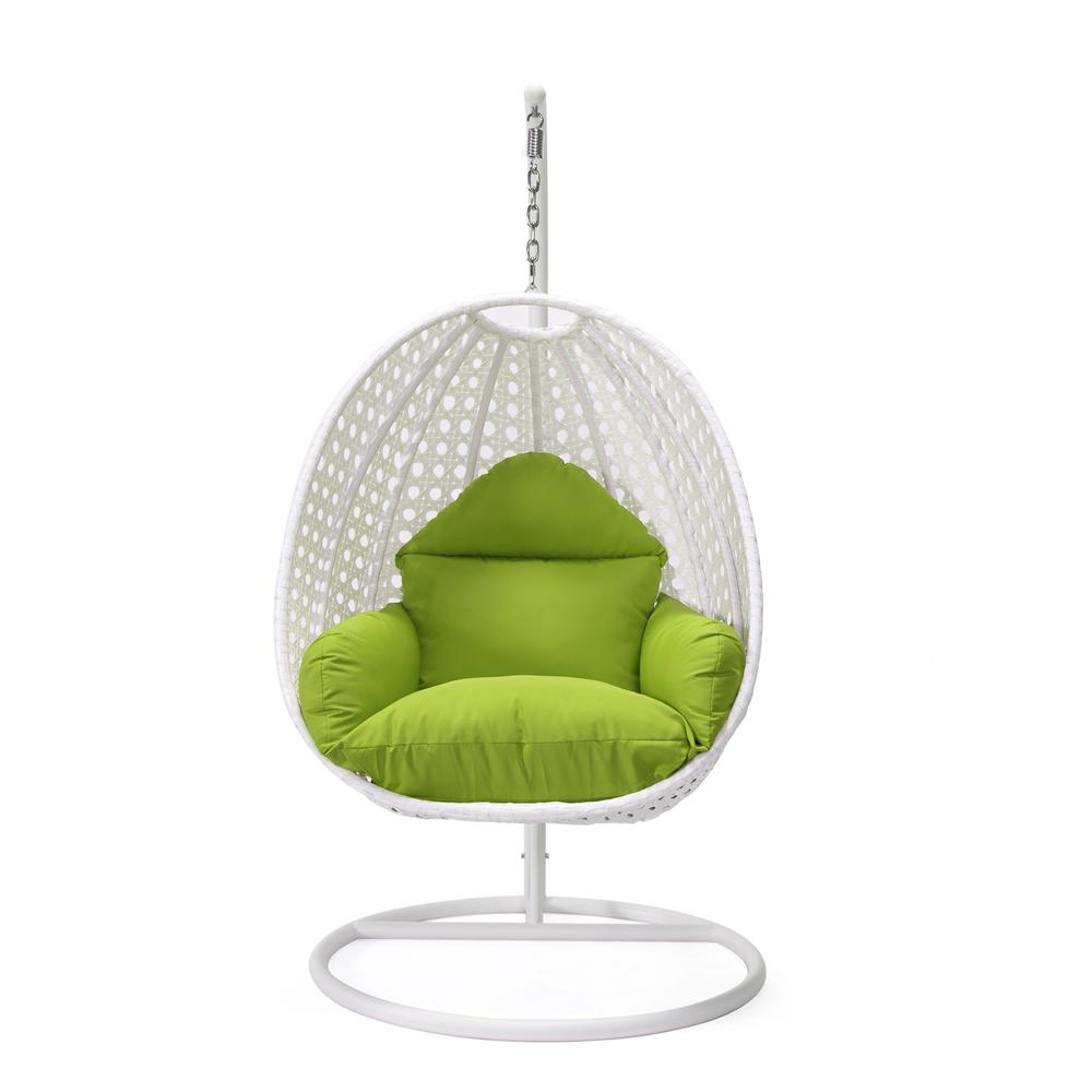 White Wicker Hanging Egg Swing Chair. Picture 1
