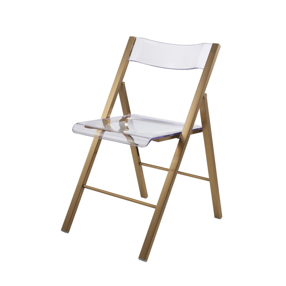 Folding Chair in Brushed Gold Finish with Stainless Steel Frame for Kitchen (Set of 4). Picture 4