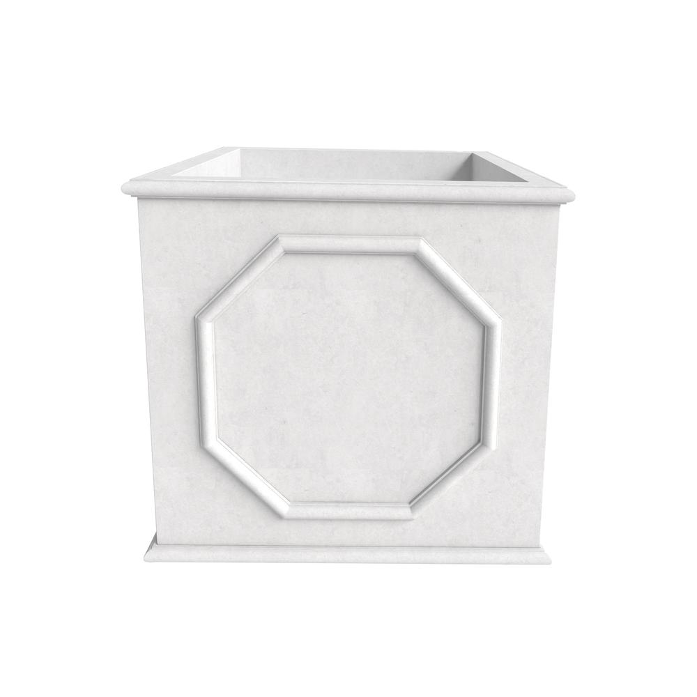 Sprout Series Cubic Fiber Stone Planter in White 17.7 Cube. Picture 2