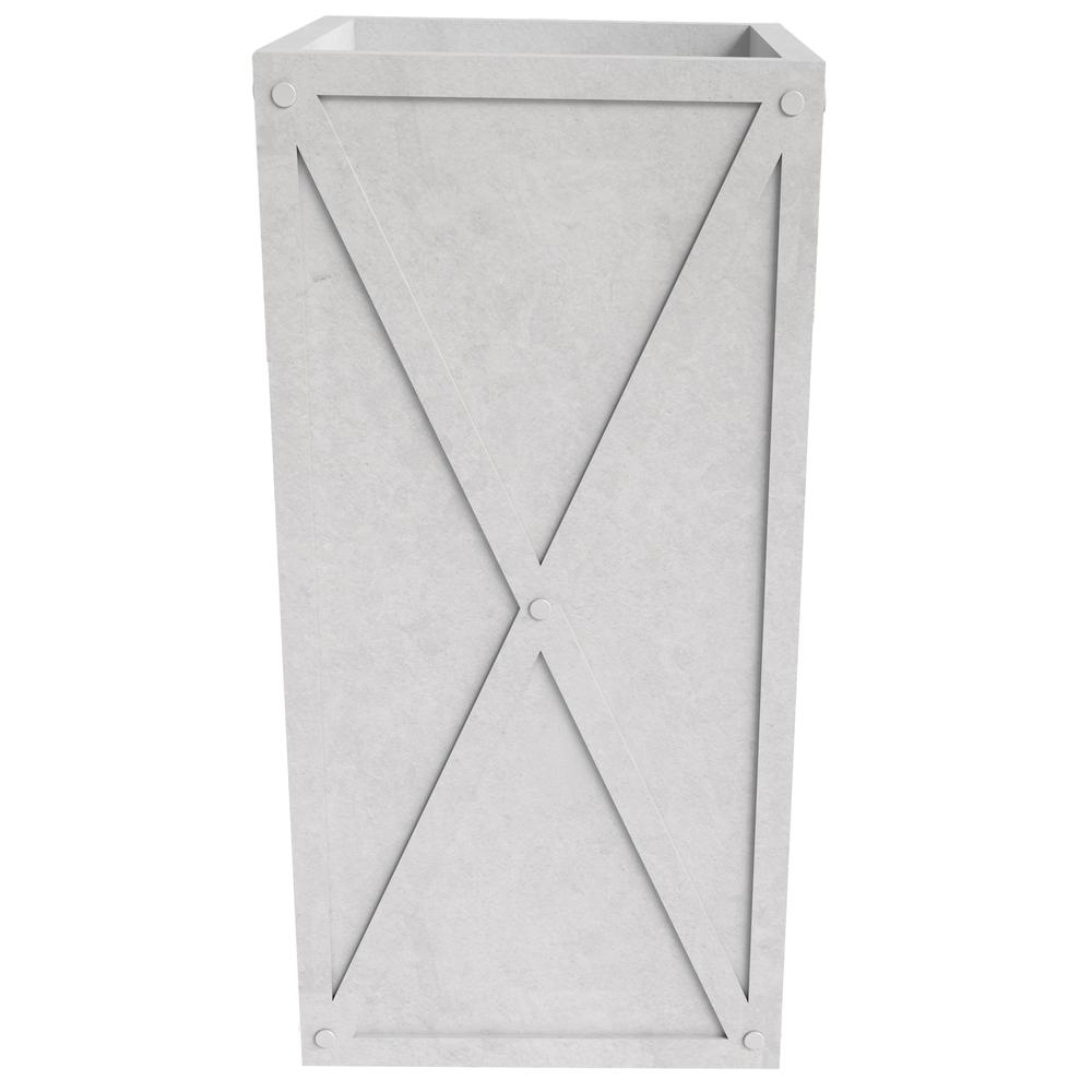 Papyrus Series Rectangle Fiber Stone Planter in White 14.2 x 14.2, 29 High. Picture 2