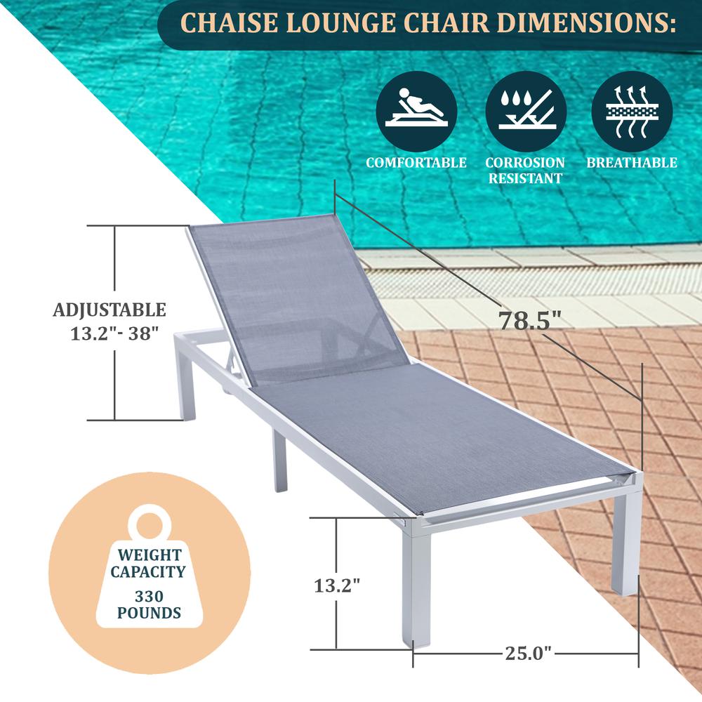 White Aluminum Outdoor Patio Chaise Lounge Chair. Picture 27
