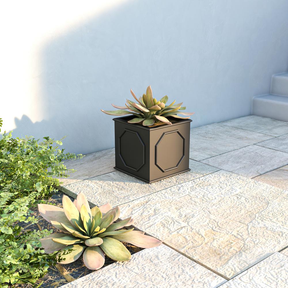 Sprout Series Cubic Fiber Stone Planter in Black 10.2 Cube. Picture 4