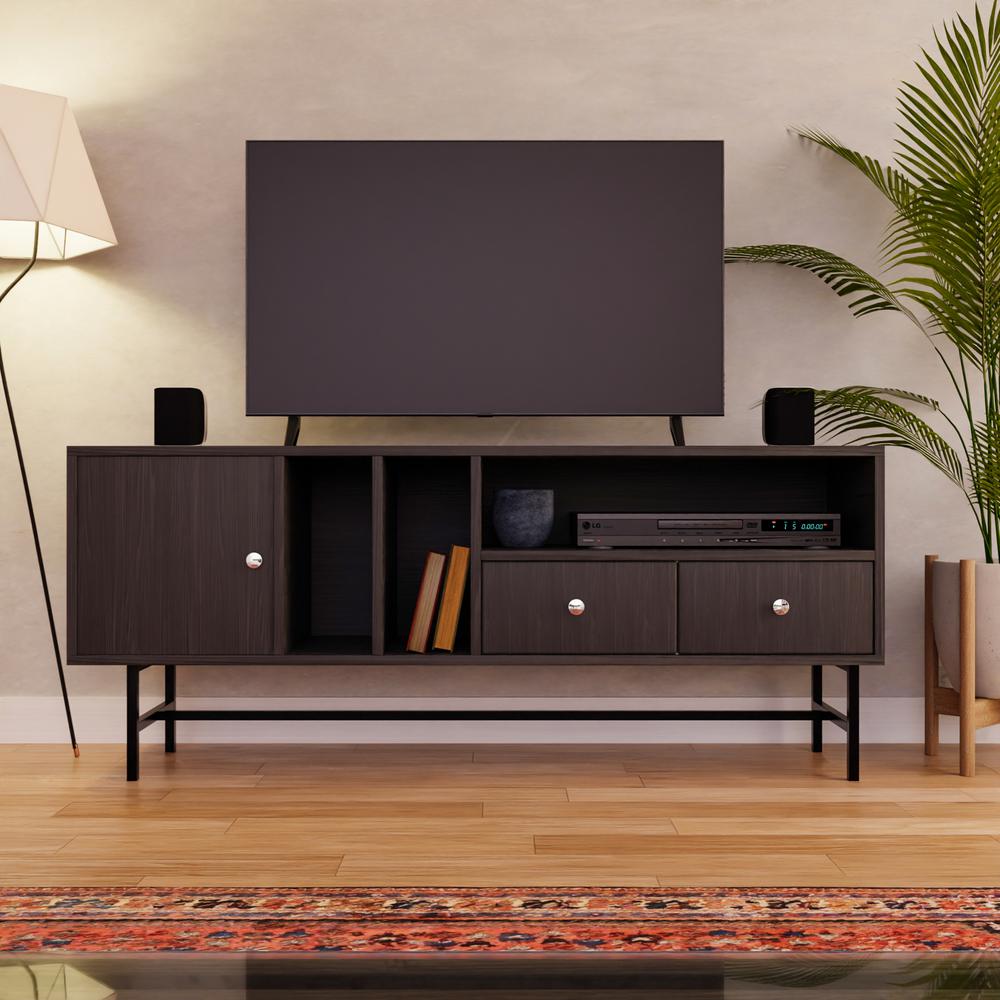 Rectangular TV Stand with Enclosed Storage and Powder Coated Iron Legs. Picture 12