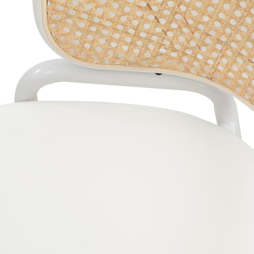 Ervilla Modern Dining Chair with White Powder Coated Steel Legs and Wicker Back. Picture 9