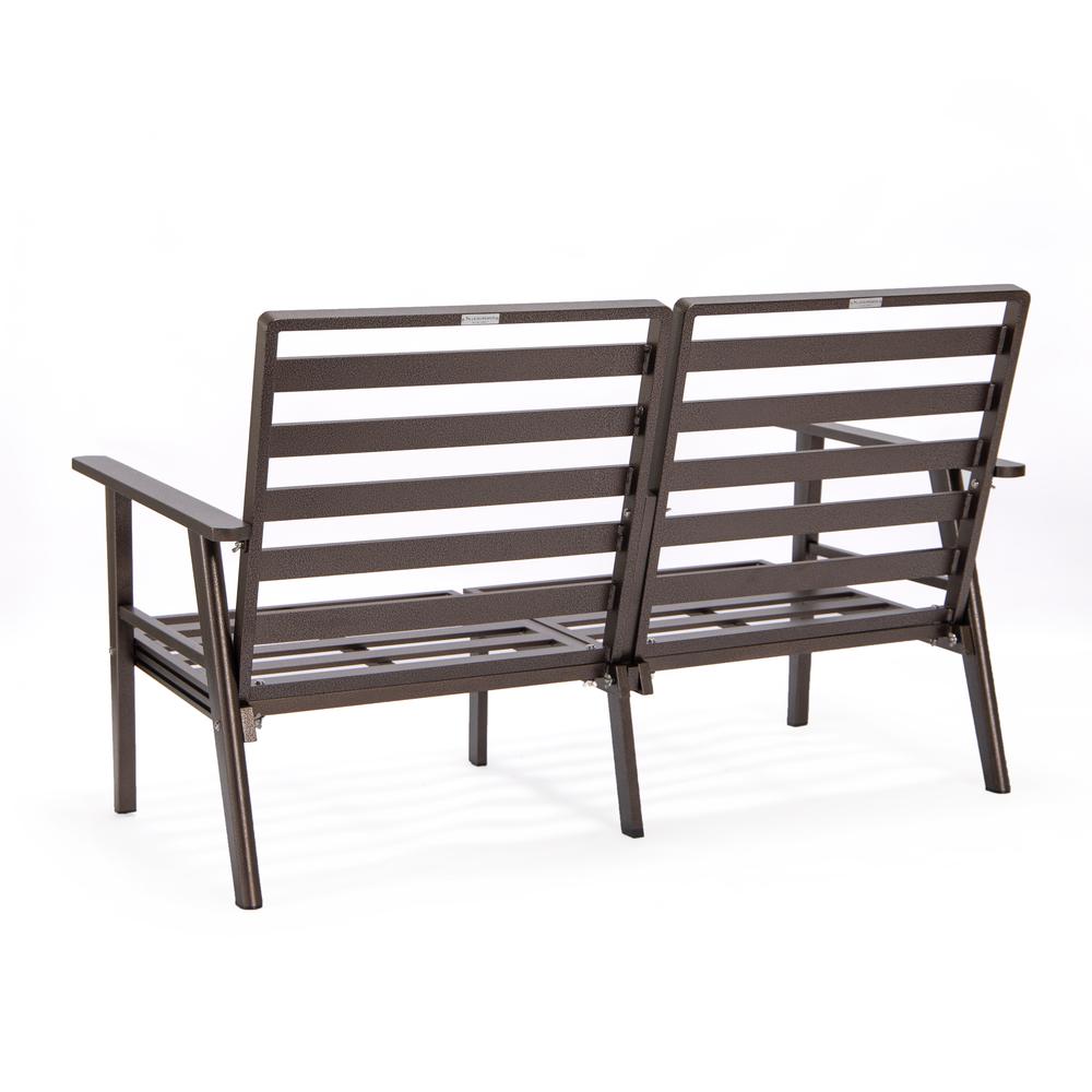 Outdoor Patio Loveseat with Brown Aluminum Frame. Picture 5