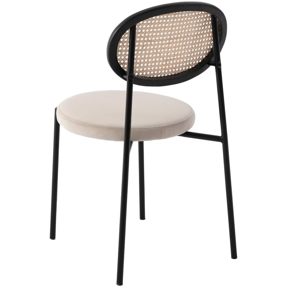 Euston Modern Wicker Dining Chair with Velvet Round Seat. Picture 4