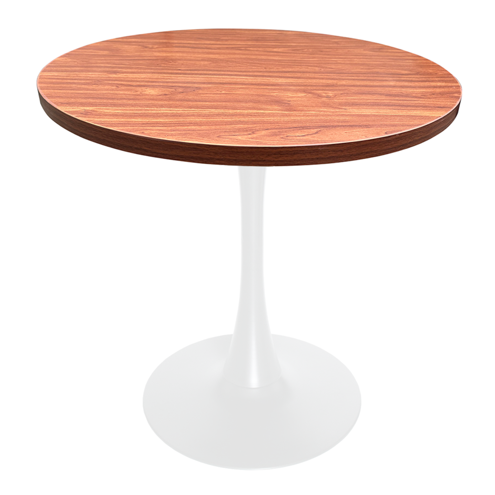 Bristol Dining table, White Base with 36" Round Cognac Brown MDF top. Picture 1