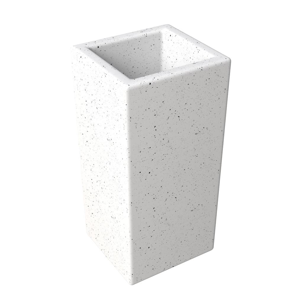 Terra Series Poly Stone Planter in Dotted White 7.9" x 7.9" 19.7" High. Picture 2