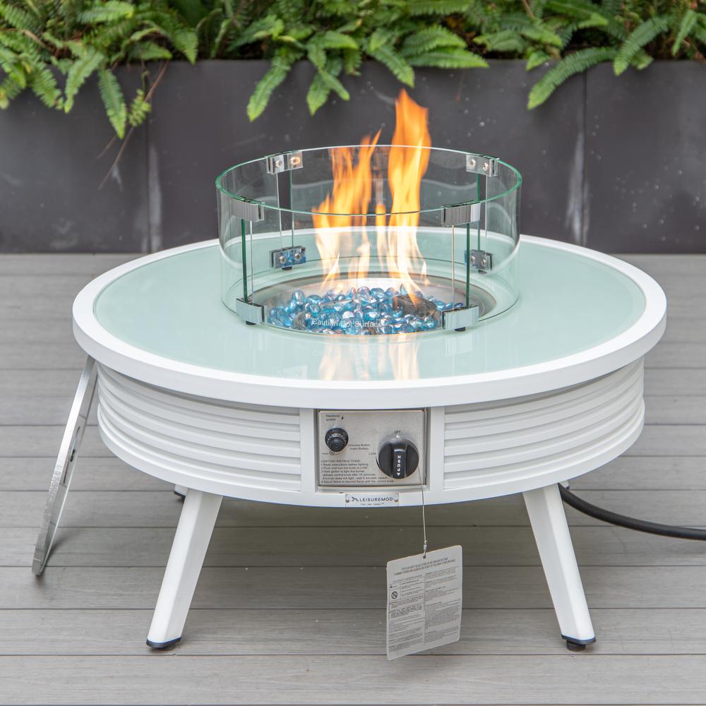 Aluminum Round Slats Design Fire Pit Side Table with Lid. Picture 14