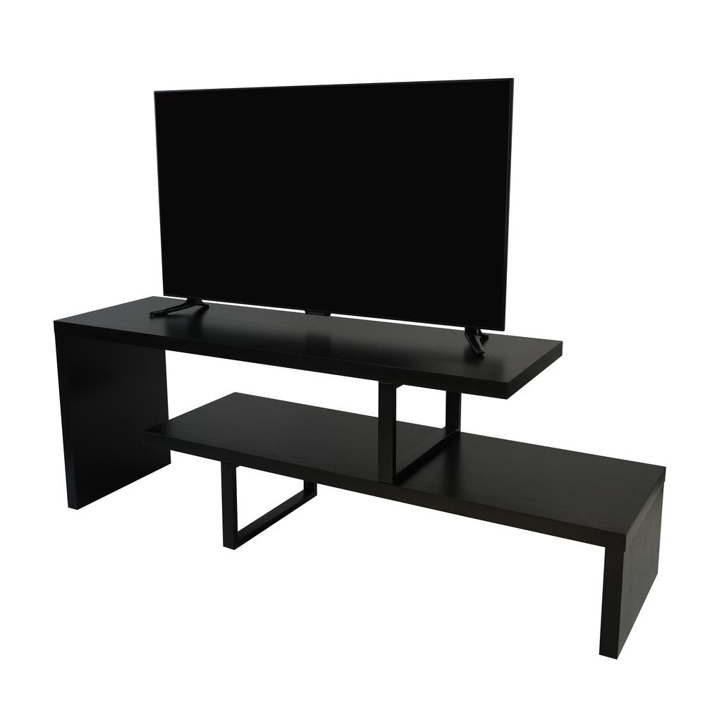 Orford Mid-Century Modern TV Stand with MDF Shelves and Powder Coated Iron Legs. Picture 2