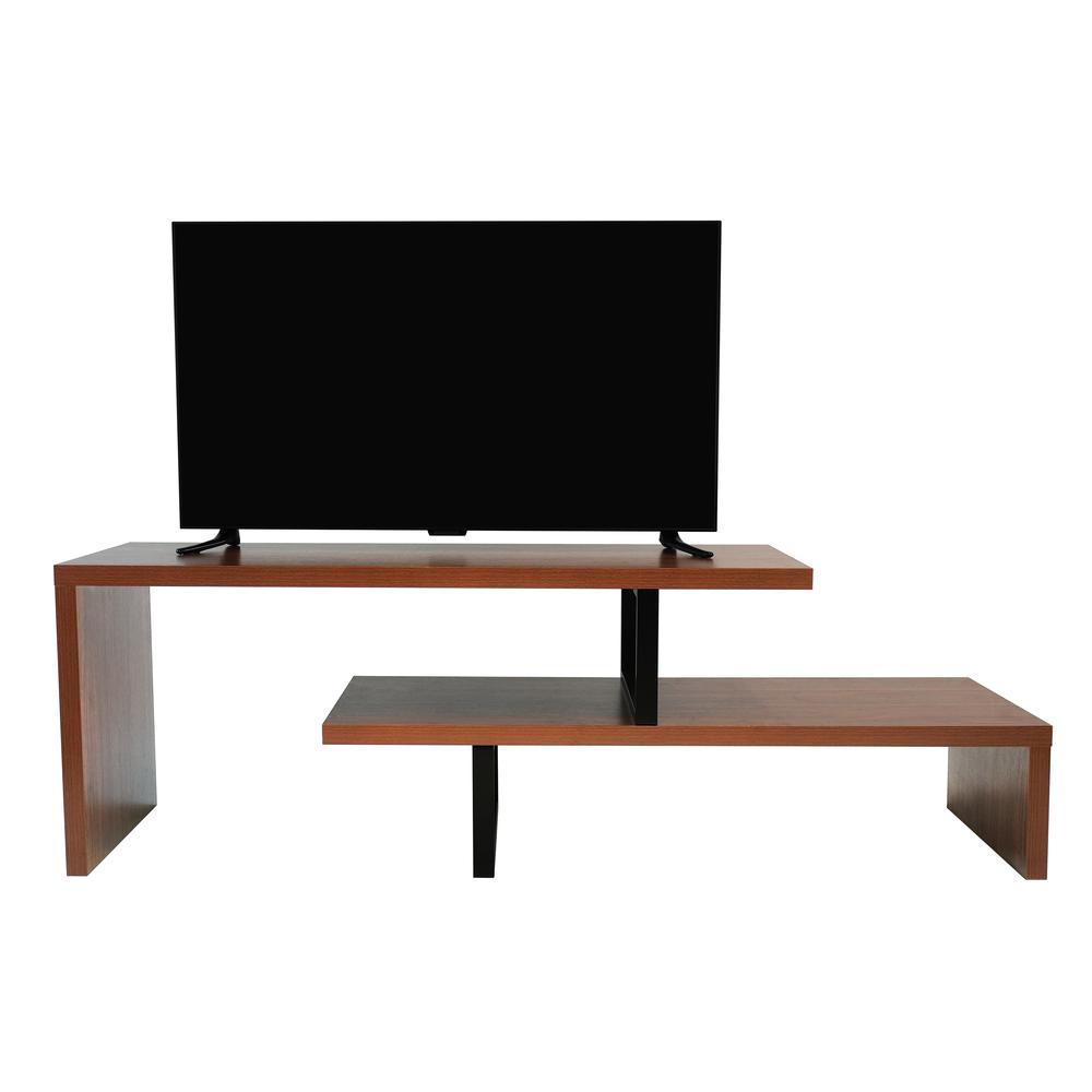 Orford Mid-Century Modern TV Stand with MDF Shelves and Powder Coated Iron Legs. Picture 1