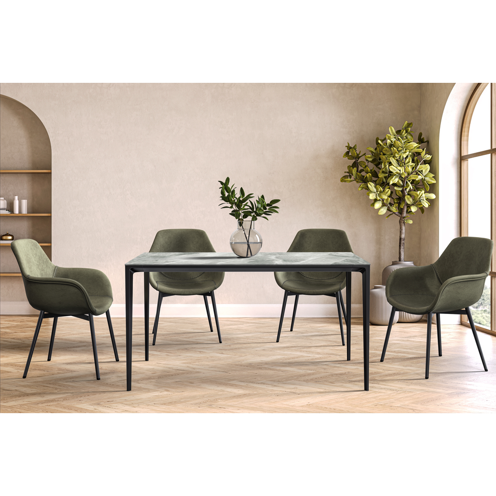 Avo Series Modern Dining Table Black Base, With 71 Light Grey Sintered Stone Top. Picture 4