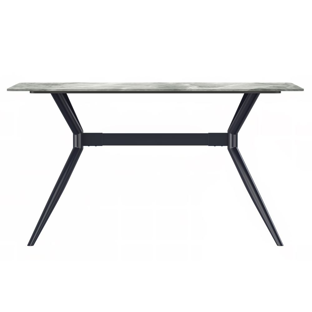 Black Stainless Steel Dining Table 55 With Light Grey Sintered Stone Top. Picture 2