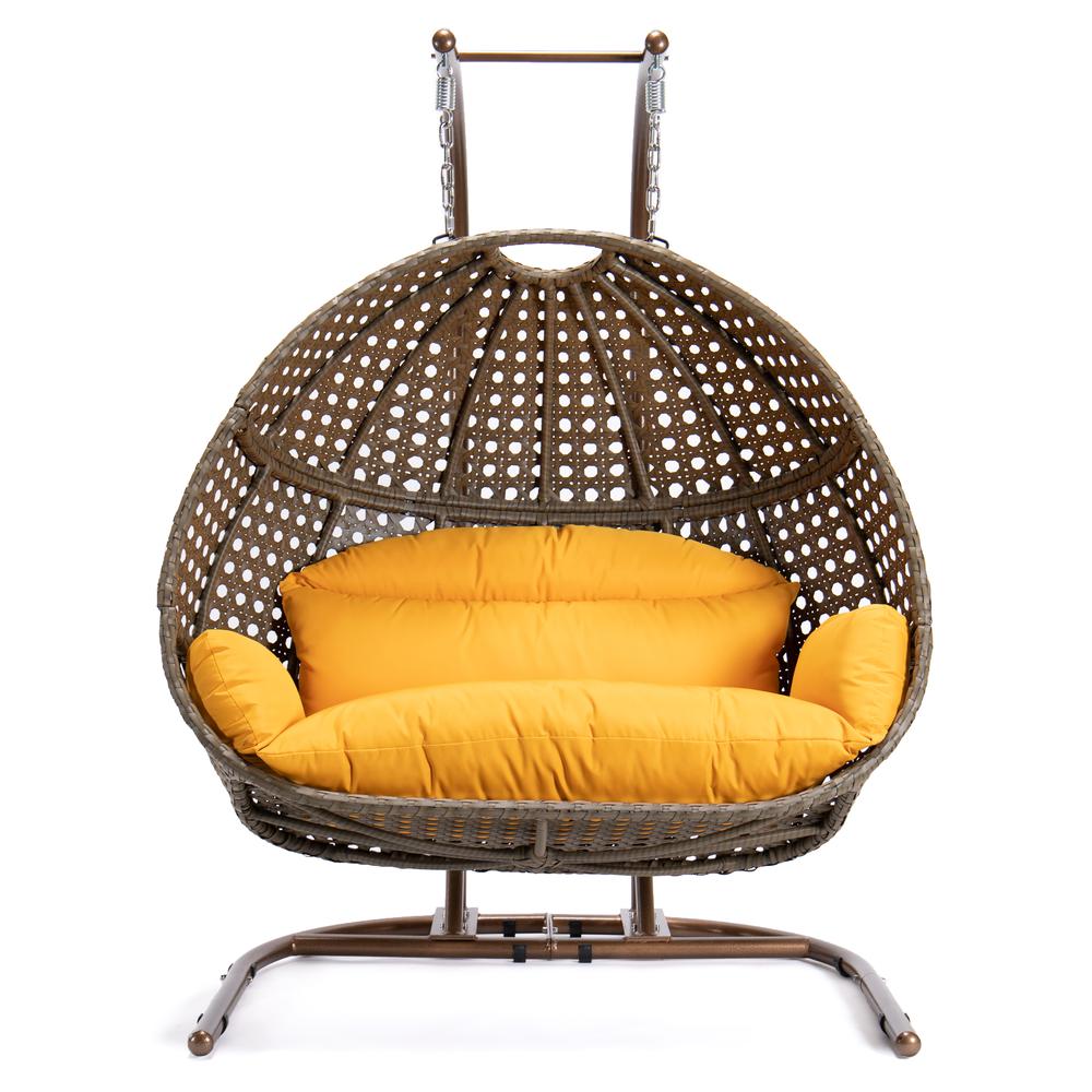 LeisureMod Wicker Hanging Double Egg Swing Chair  EKDBG-57A. Picture 6